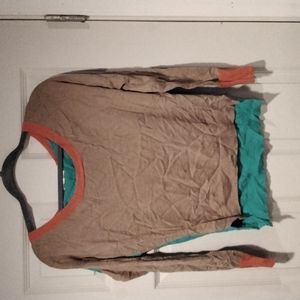 Long sleeve top brown/green/orange